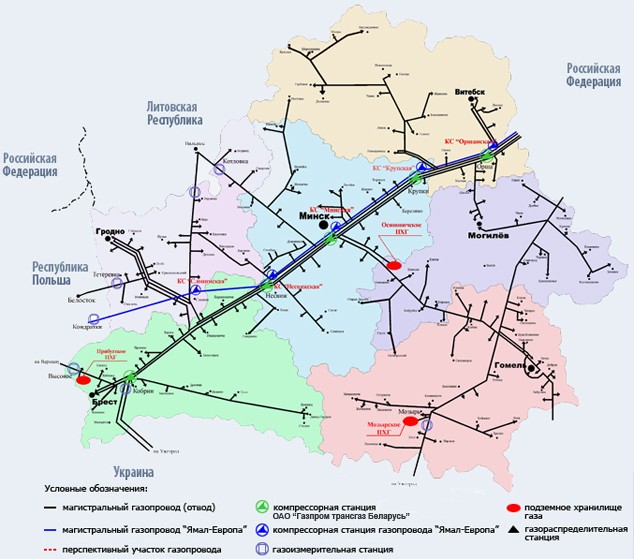 Карта трубопроводов газпрома